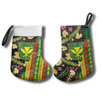 Hawaiian Tropical Plants Lei Christmas Stocking Kanaka Maoli Tribal with Palaka Motifs - Polynesian Pride