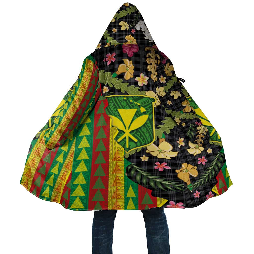 Hawaiian Tropical Plants Lei Cloak Kanaka Maoli Tribal with Palaka Motifs LT03 Unisex Multicolor - Polynesian Pride