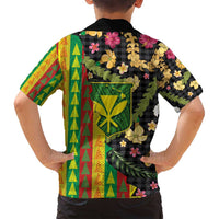 Hawaiian Tropical Plants Lei Family Matching Long Sleeve Bodycon Dress and Hawaiian Shirt Kanaka Maoli Tribal with Palaka Motifs - Polynesian Pride