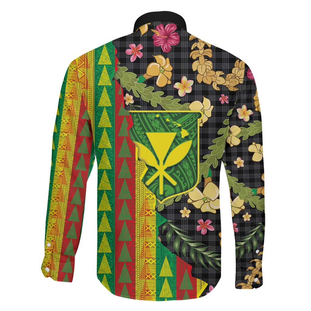 Hawaiian Tropical Plants Lei Family Matching Off Shoulder Maxi Dress and Hawaiian Shirt Kanaka Maoli Tribal with Palaka Motifs LT03 - Polynesian Pride