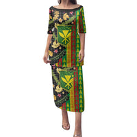 Hawaiian Tropical Plants Lei Family Matching Puletasi and Hawaiian Shirt Kanaka Maoli Tribal with Palaka Motifs - Polynesian Pride