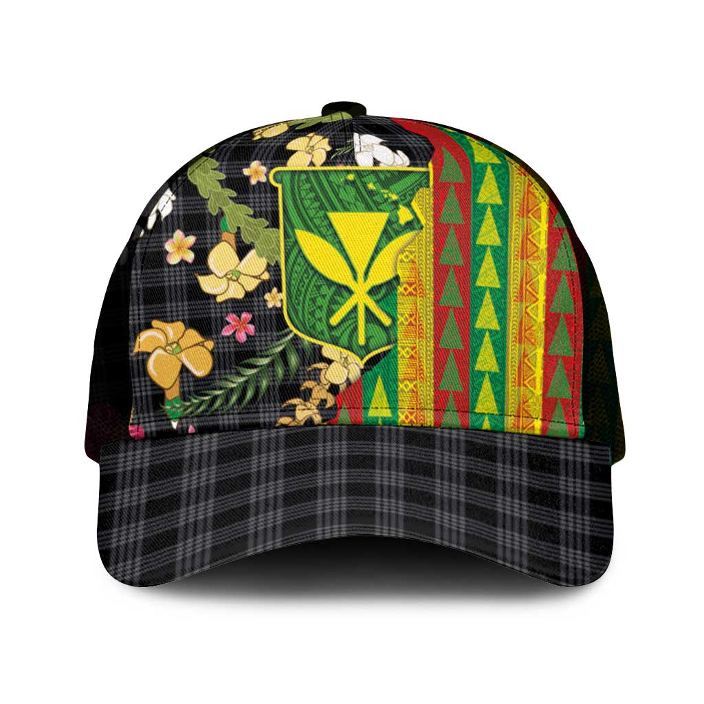 Hawaiian Tropical Plants Lei Mesh Trucker Cap Kanaka Maoli Tribal with Palaka Motifs - Polynesian Pride
