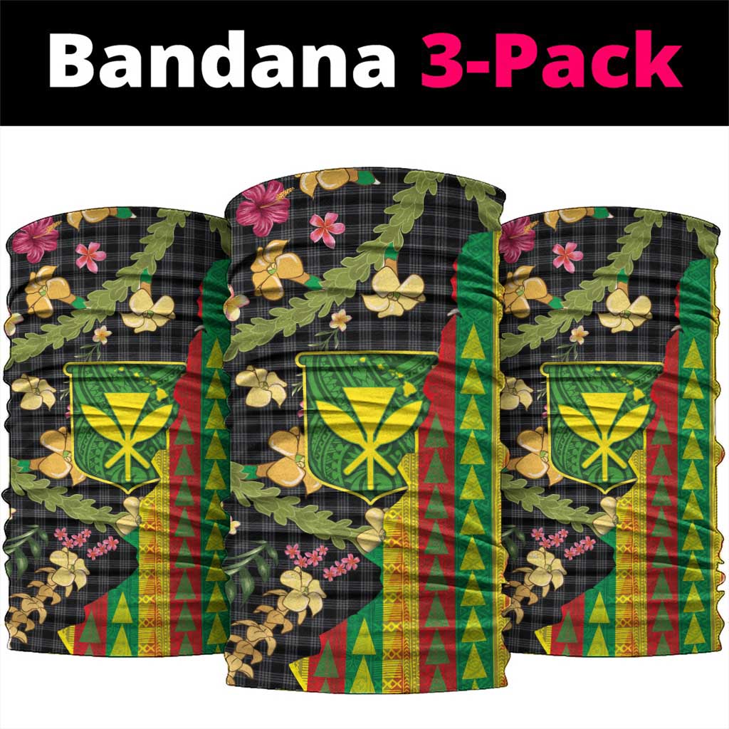 Hawaiian Tropical Plants Lei Neck Gaiter Kanaka Maoli Tribal with Palaka Motifs LT03 package One Size: 25*50cm Multicolor - Polynesian Pride