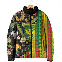 Hawaiian Tropical Plants Lei Padded Jacket Kanaka Maoli Tribal with Palaka Motifs - Polynesian Pride