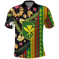 Hawaiian Tropical Plants Lei Polo Shirt Kanaka Maoli Tribal with Palaka Motifs - Polynesian Pride