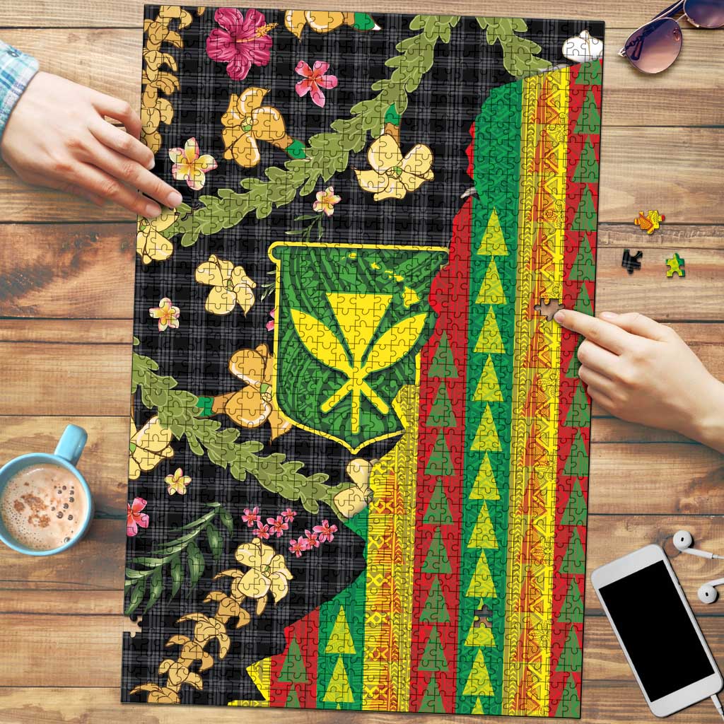 Hawaiian Tropical Plants Lei Puzzle Kanaka Maoli Tribal with Palaka Motifs LT03 Multicolor - Polynesian Pride