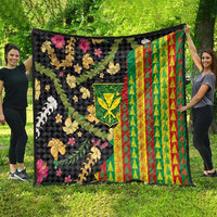 Hawaiian Tropical Plants Lei Quilt Kanaka Maoli Tribal with Palaka Motifs - Polynesian Pride