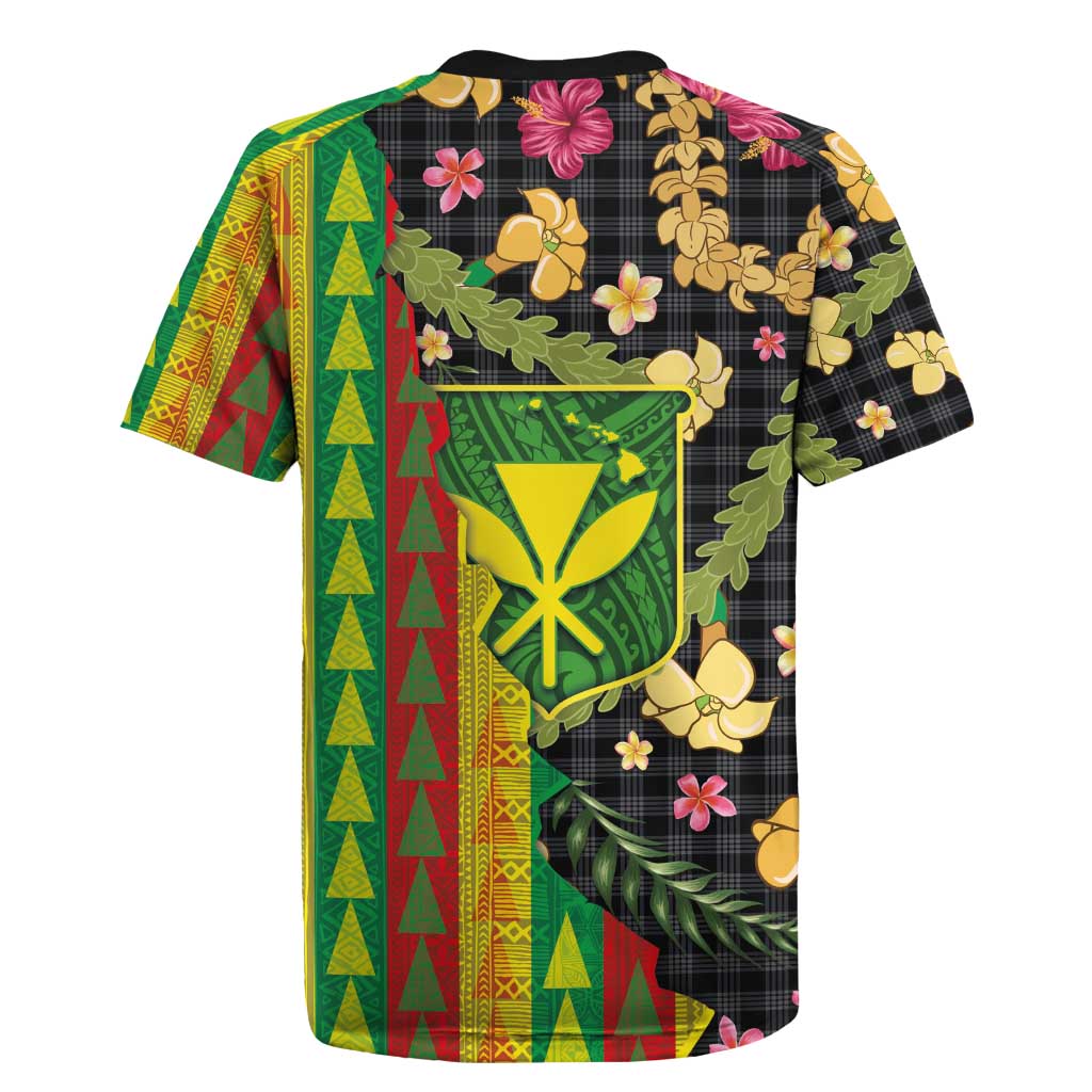 Hawaiian Tropical Plants Lei Rugby Jersey Kanaka Maoli Tribal with Palaka Motifs - Polynesian Pride