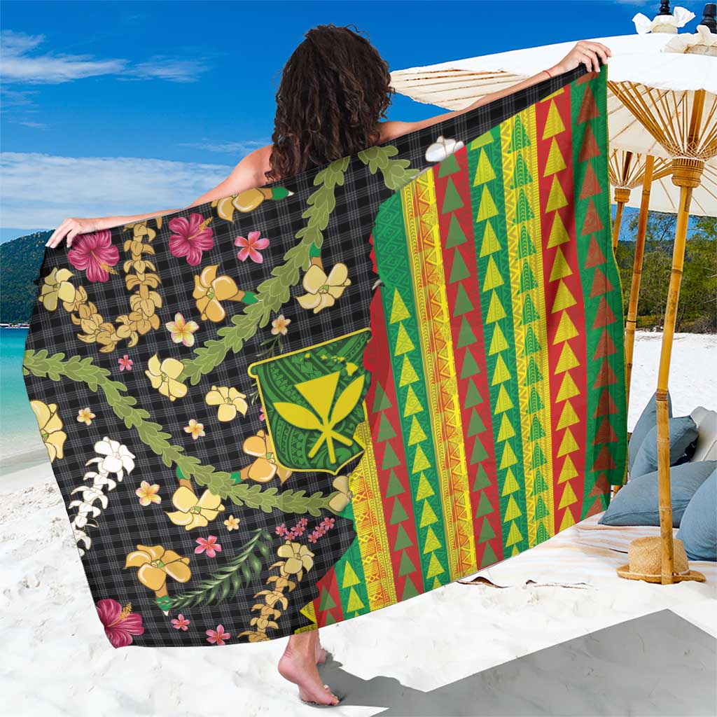 Hawaiian Tropical Plants Lei Sarong Kanaka Maoli Tribal with Palaka Motifs LT03 One Size 44 x 66 inches Multicolor - Polynesian Pride