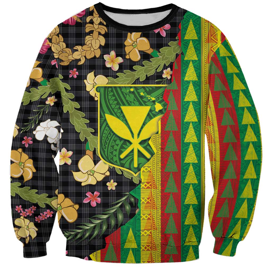 Hawaiian Tropical Plants Lei Sweatshirt Kanaka Maoli Tribal with Palaka Motifs LT03 Unisex Multicolor - Polynesian Pride