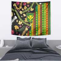 Hawaiian Tropical Plants Lei Tapestry Kanaka Maoli Tribal with Palaka Motifs - Polynesian Pride
