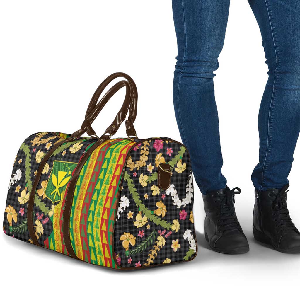 Hawaiian Tropical Plants Lei Travel Bag Kanaka Maoli Tribal with Palaka Motifs - Polynesian Pride