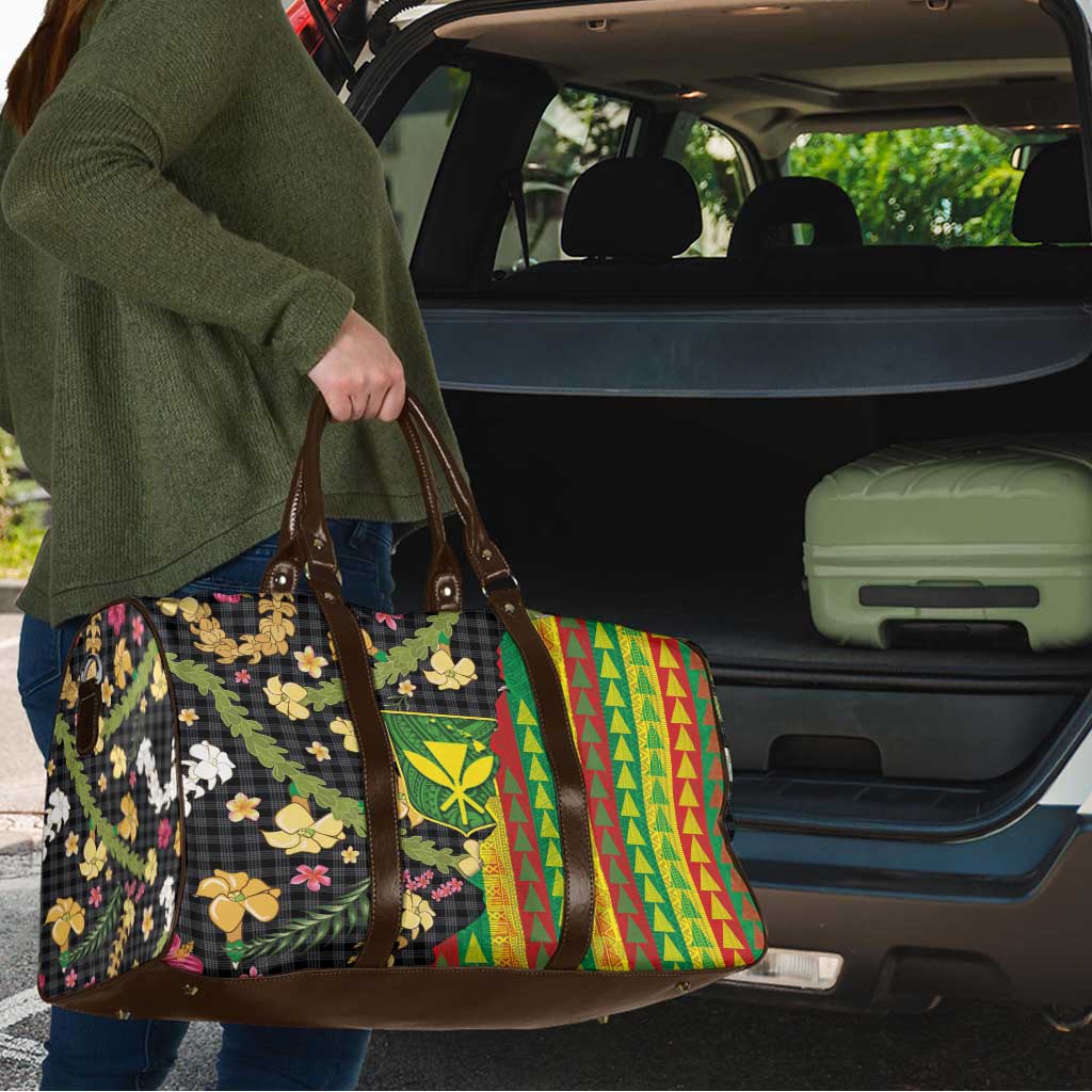 Hawaiian Tropical Plants Lei Travel Bag Kanaka Maoli Tribal with Palaka Motifs - Polynesian Pride