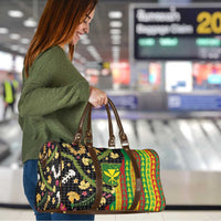 Hawaiian Tropical Plants Lei Travel Bag Kanaka Maoli Tribal with Palaka Motifs - Polynesian Pride