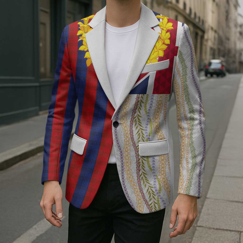 Hawaiian Tropical Plants Lei Blazer National Flag Style - Polynesian Pride