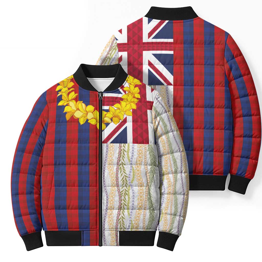 Hawaiian Tropical Plants Lei Bomber Puffer Jacket National Flag Style - Polynesian Pride