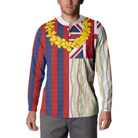 Hawaiian Tropical Plants Lei Button Sweatshirt National Flag Style - Polynesian Pride