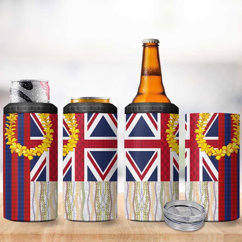 Hawaiian Tropical Plants Lei 4 in 1 Can Cooler Tumbler National Flag Style - Polynesian Pride
