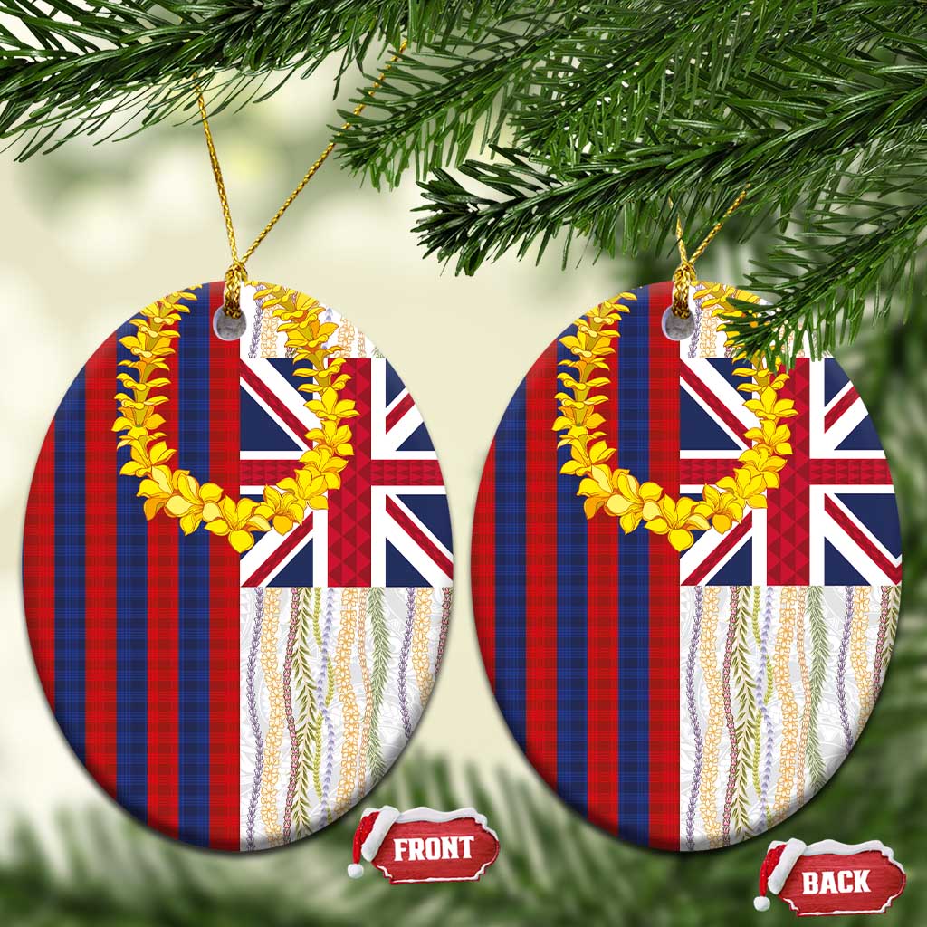 Hawaiian Tropical Plants Lei Ceramic Ornament National Flag Style - Polynesian Pride