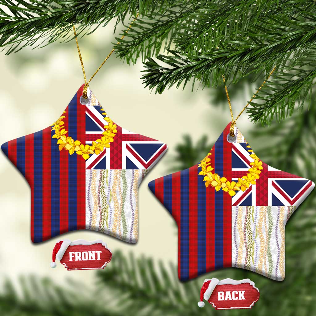 Hawaiian Tropical Plants Lei Ceramic Ornament National Flag Style - Polynesian Pride