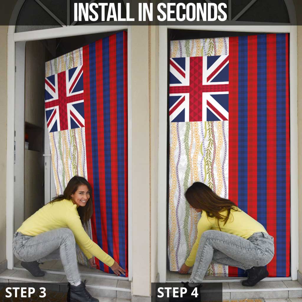 Hawaiian Tropical Plants Lei Door Cover National Flag Style - Polynesian Pride