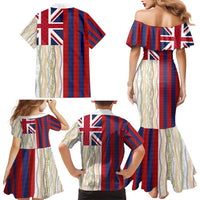 Hawaiian Tropical Plants Lei Family Matching Mermaid Dress and Hawaiian Shirt National Flag Style - Polynesian Pride