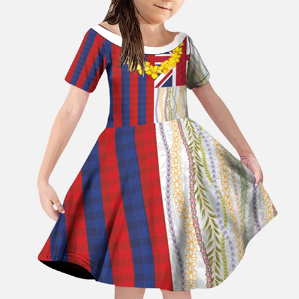 Hawaiian Tropical Plants Lei Family Matching Off Shoulder Maxi Dress and Hawaiian Shirt National Flag Style - Polynesian Pride