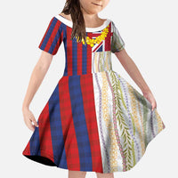 Hawaiian Tropical Plants Lei Family Matching Summer Maxi Dress and Hawaiian Shirt National Flag Style - Polynesian Pride