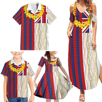 Hawaiian Tropical Plants Lei Family Matching Summer Maxi Dress and Hawaiian Shirt National Flag Style - Polynesian Pride