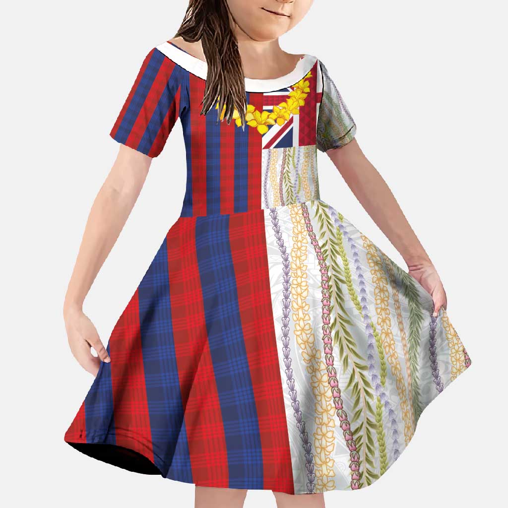 Hawaiian Tropical Plants Lei Family Matching Tank Maxi Dress and Hawaiian Shirt National Flag Style - Polynesian Pride