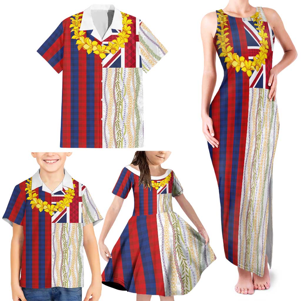 Hawaiian Tropical Plants Lei Family Matching Tank Maxi Dress and Hawaiian Shirt National Flag Style LT03 - Polynesian Pride