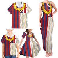 Hawaiian Tropical Plants Lei Family Matching Tank Maxi Dress and Hawaiian Shirt National Flag Style - Polynesian Pride