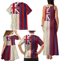 Hawaiian Tropical Plants Lei Family Matching Tank Maxi Dress and Hawaiian Shirt National Flag Style - Polynesian Pride