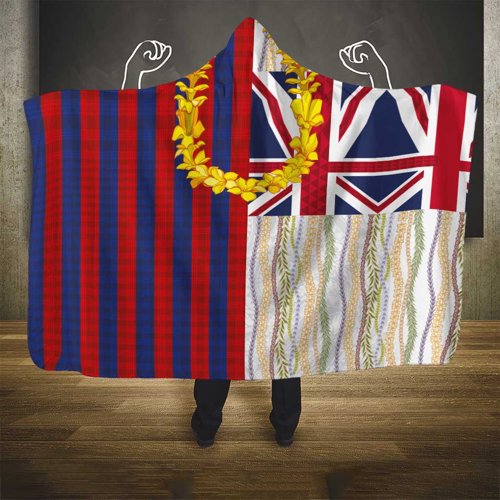 Hawaiian Tropical Plants Lei Hooded Blanket National Flag Style - Polynesian Pride