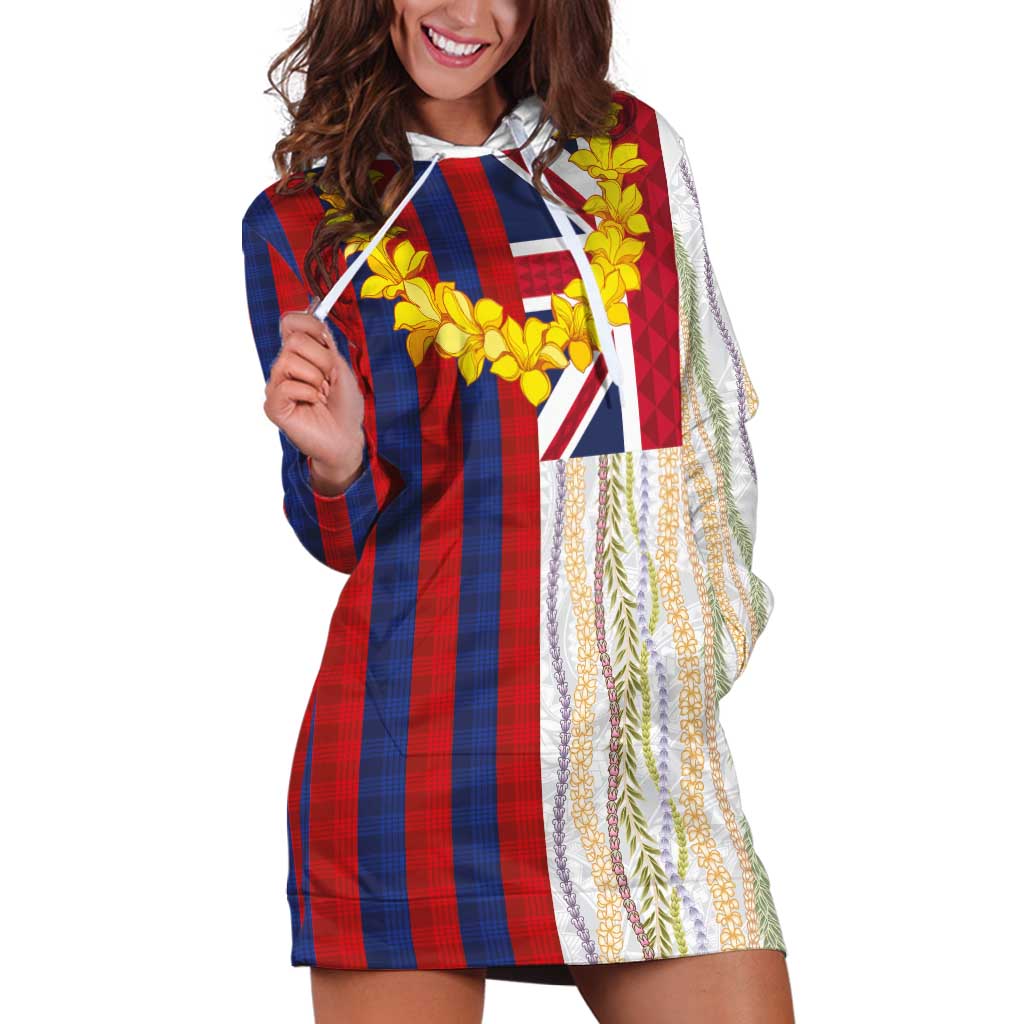 Hawaiian Tropical Plants Lei Hoodie Dress National Flag Style LT03 Multicolor - Polynesian Pride