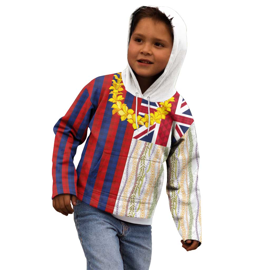 Hawaiian Tropical Plants Lei Kid Hoodie National Flag Style - Polynesian Pride