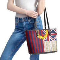 Hawaiian Tropical Plants Lei Leather Tote Bag National Flag Style - Polynesian Pride