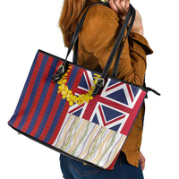 Hawaiian Tropical Plants Lei Leather Tote Bag National Flag Style - Polynesian Pride