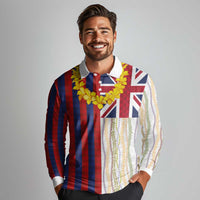 Hawaiian Tropical Plants Lei Long Sleeve Polo Shirt National Flag Style - Polynesian Pride