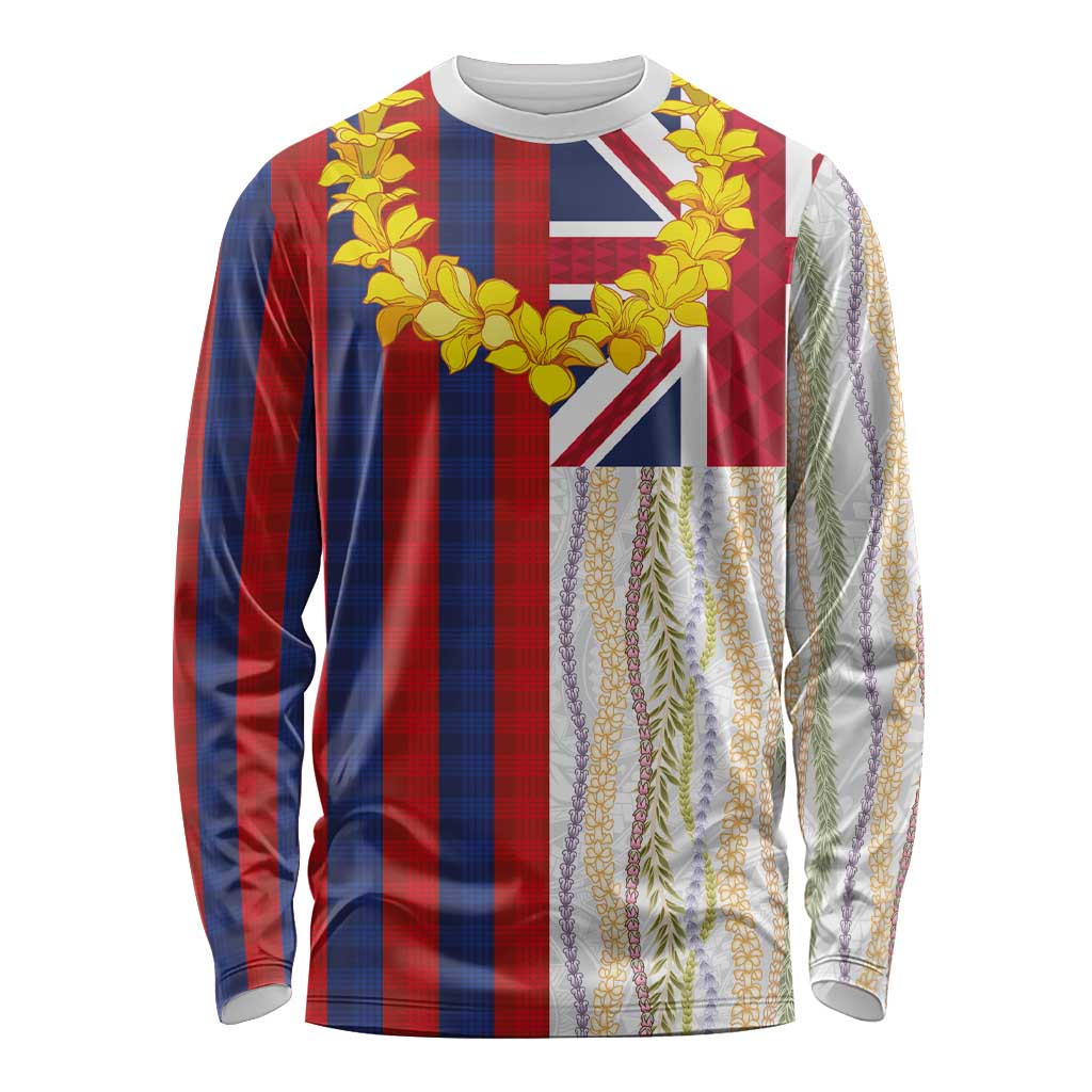 Hawaiian Tropical Plants Lei Long Sleeve Shirt National Flag Style - Polynesian Pride