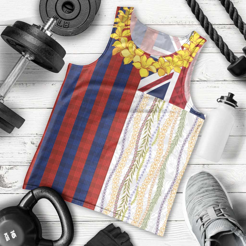 Hawaiian Tropical Plants Lei Men Tank Top National Flag Style - Polynesian Pride