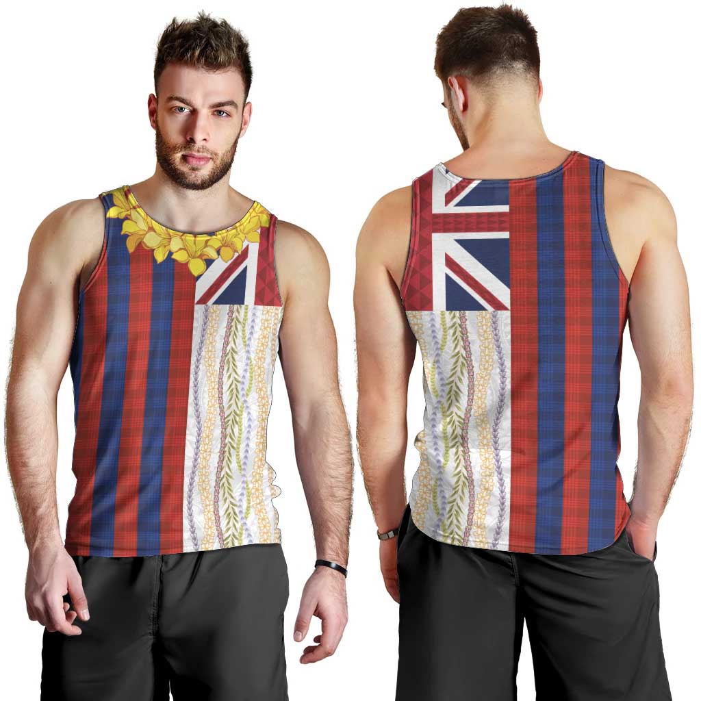 Hawaiian Tropical Plants Lei Men Tank Top National Flag Style - Polynesian Pride