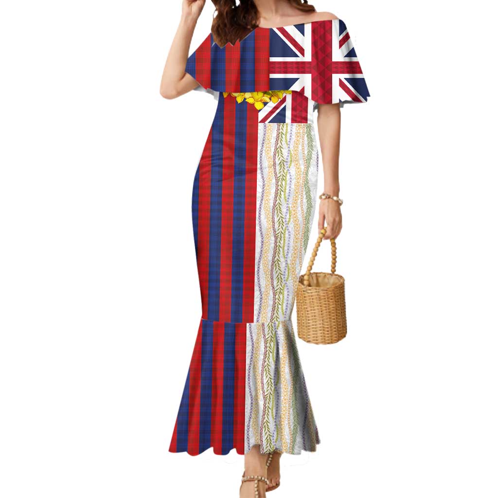 Hawaiian Tropical Plants Lei Mermaid Dress National Flag Style - Polynesian Pride