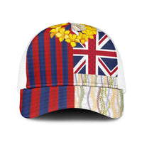 Hawaiian Tropical Plants Lei Mesh Trucker Cap National Flag Style - Polynesian Pride