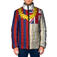 Hawaiian Tropical Plants Lei Padded Jacket National Flag Style - Polynesian Pride