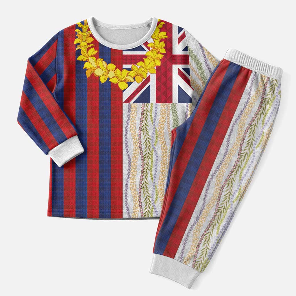 Hawaiian Tropical Plants Lei Christmas Pajama Set National Flag Style - Polynesian Pride