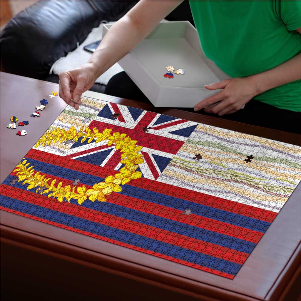 Hawaiian Tropical Plants Lei Puzzle National Flag Style - Polynesian Pride