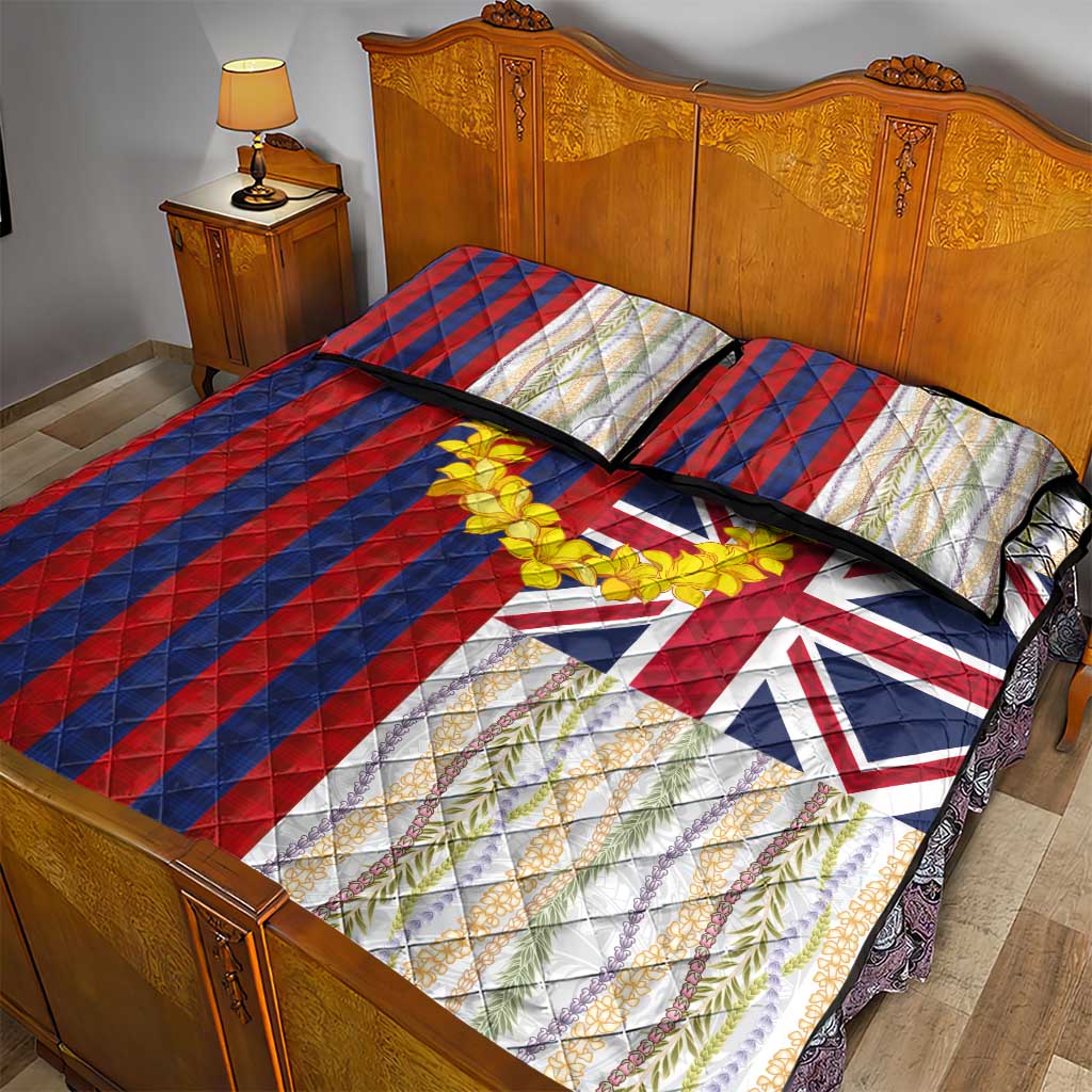 Hawaiian Tropical Plants Lei Quilt Bed Set National Flag Style - Polynesian Pride
