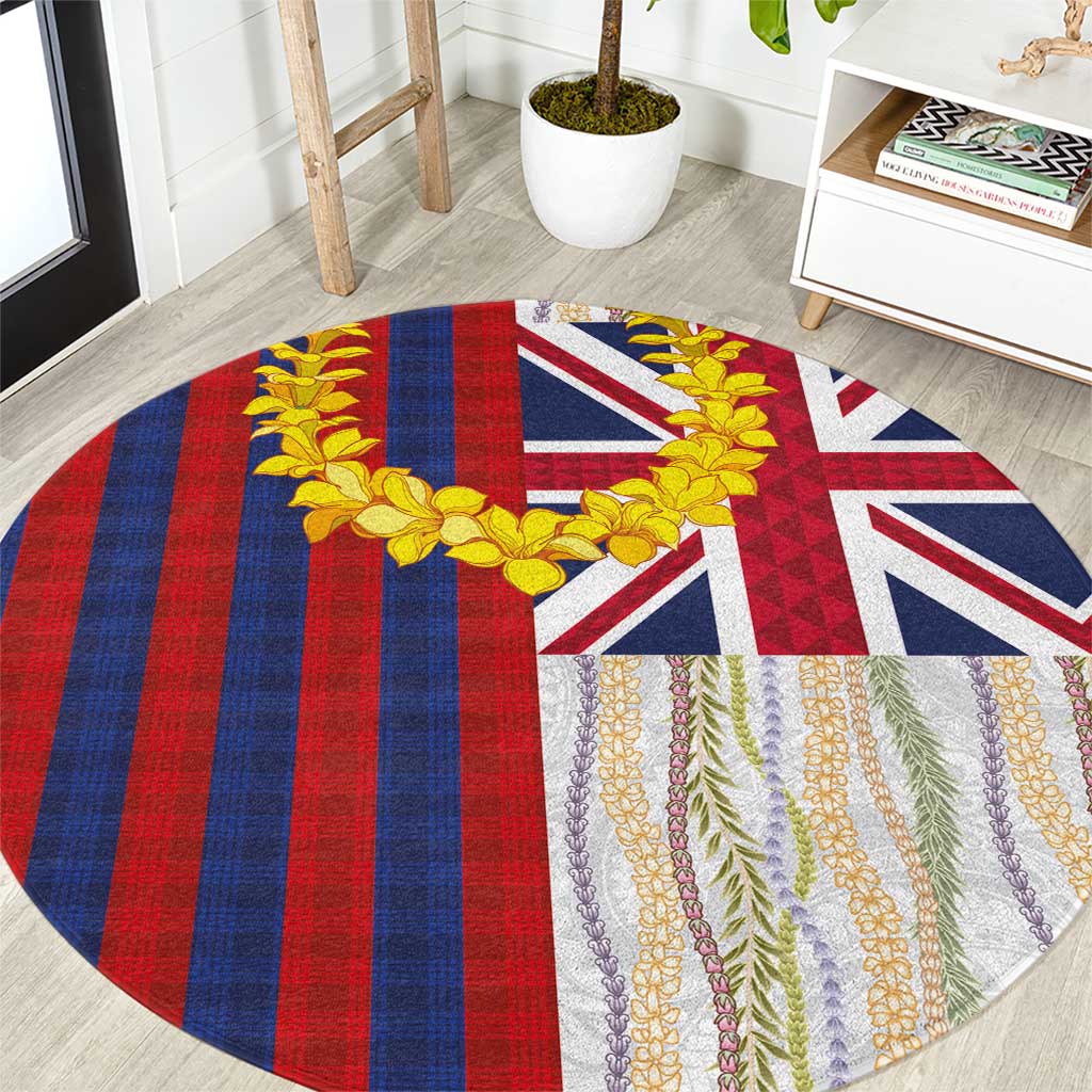 Hawaiian Tropical Plants Lei Round Carpet National Flag Style LT03 Multicolor - Polynesian Pride