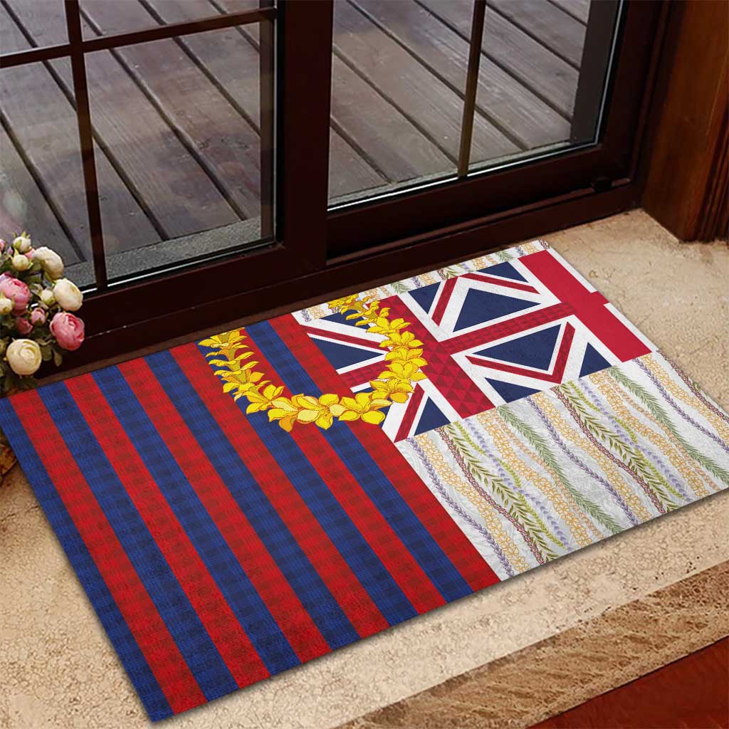 Hawaiian Tropical Plants Lei Rubber Doormat National Flag Style - Polynesian Pride